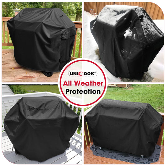 Unicook BBQ Cover 55 Inch, Heavy Duty Waterproof Outdoor Gas Grill Barbecue Cover, Special Fade and UV Resistant, Compatible for Weber Char Broil