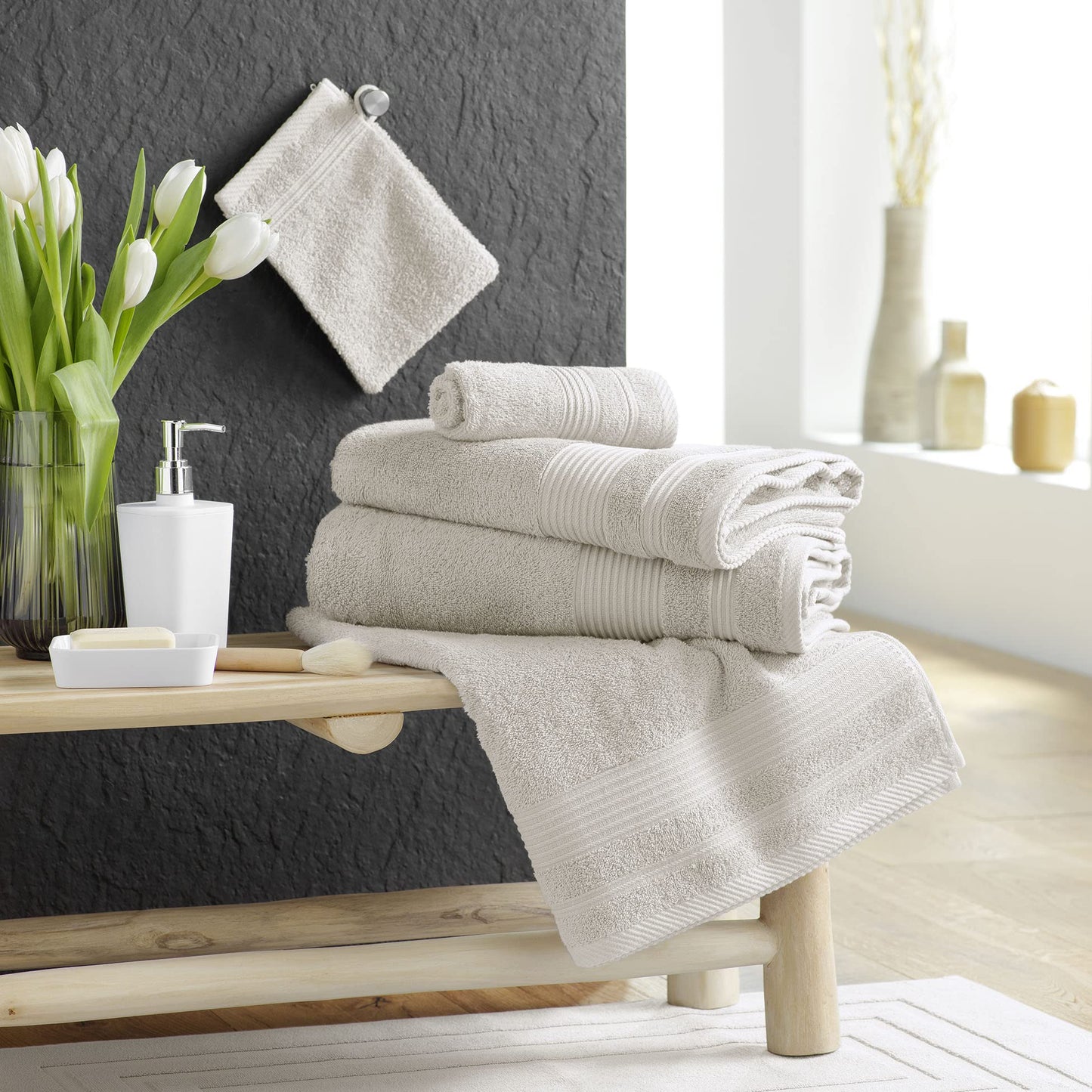 Douceur d'Intérieur, Tendresse Linen Guest Towel (30 x 50 cm) Plain Terry Cloth