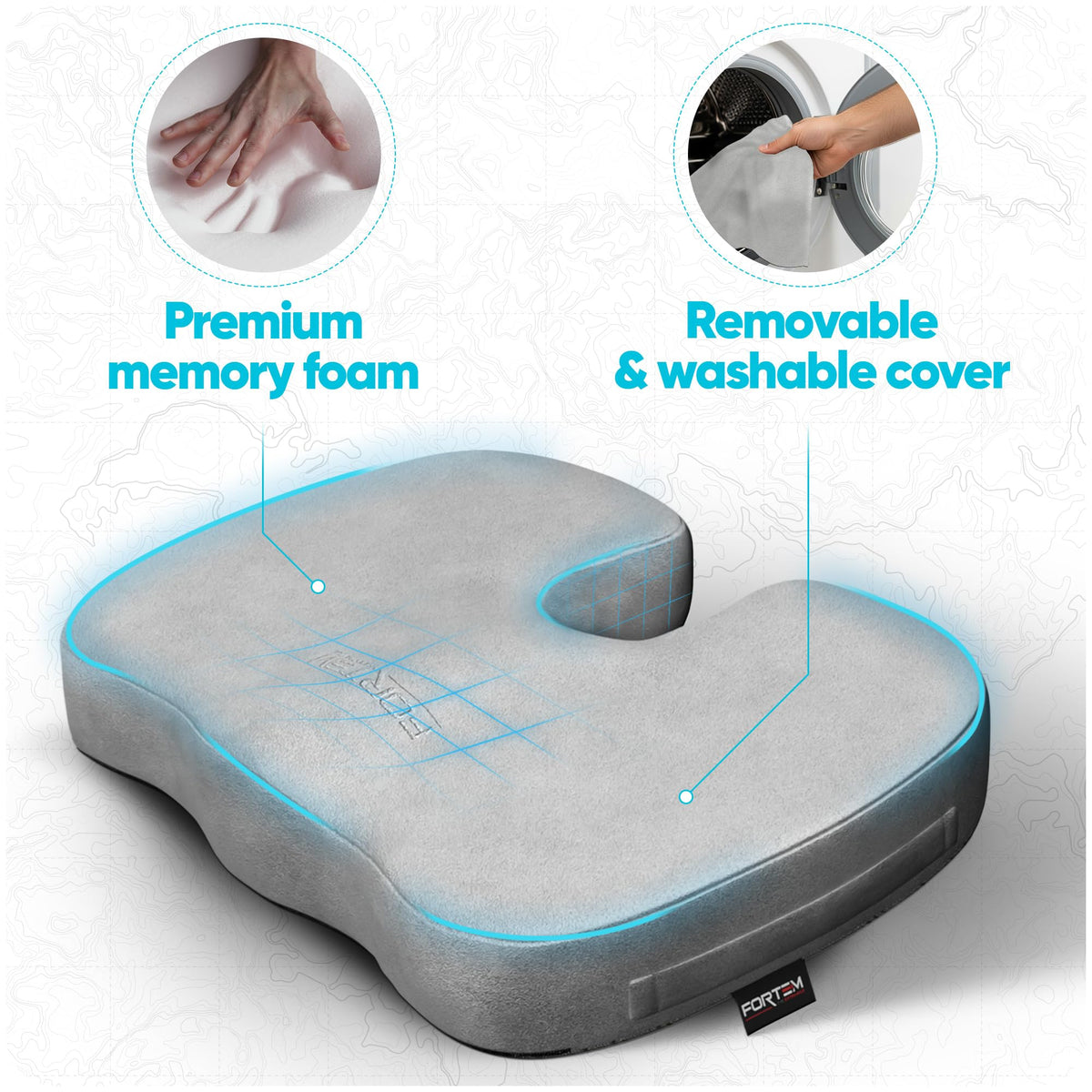 FORTEM Seat Cushion, Office Chair Cushion, Memory Foam Pillow for Sitting