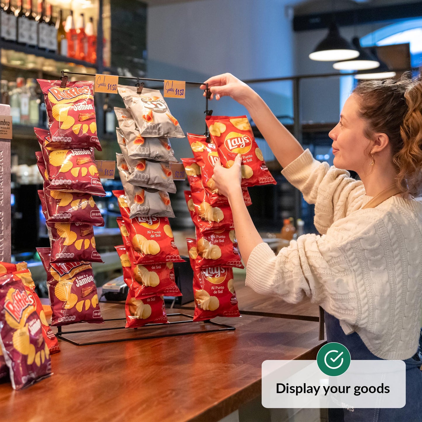 ODOXIA Chip Rack Display Stand | Candy Display for Countertop | Snack Holder for Chips and Snacks | Organize Your Space