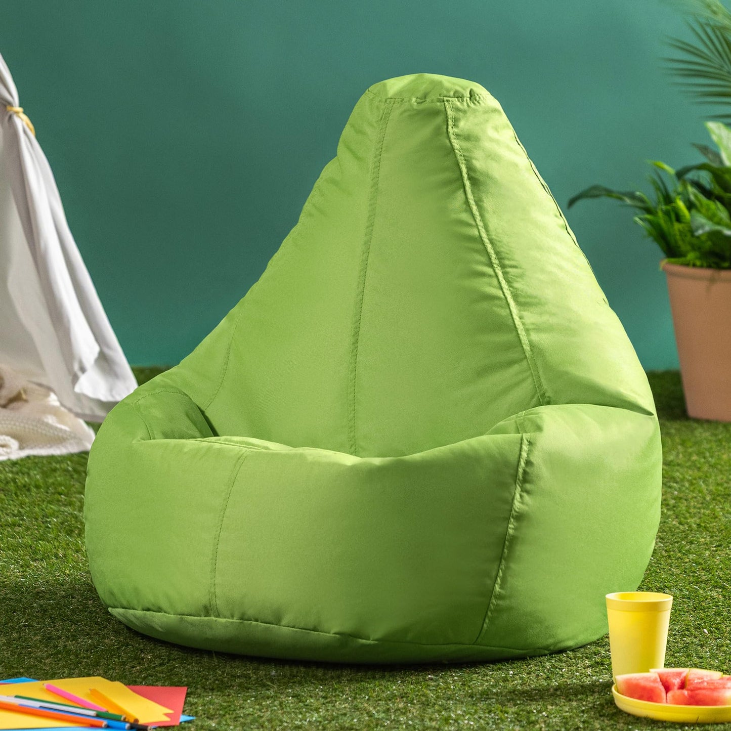 Bean Bag Bazaar Outdoor Kids Bean Bag with Filling, 2 Pack, Green