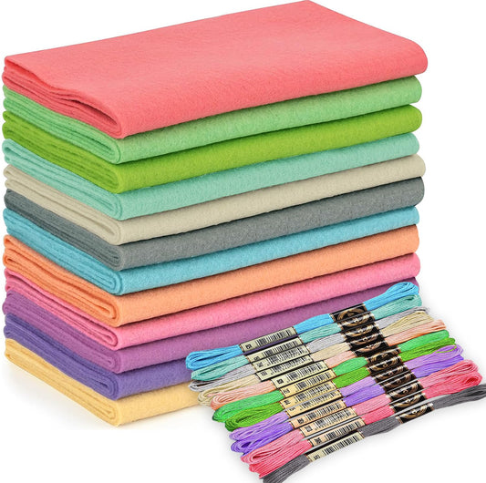 Wonninek Soft Felt Fabric Sheets 12 Rolls Morandi Series 20.5?90cm Polyester Fabric Sheets 1.4mm Thick Felt Pack for Fabrics DIY Craftwork Sewing