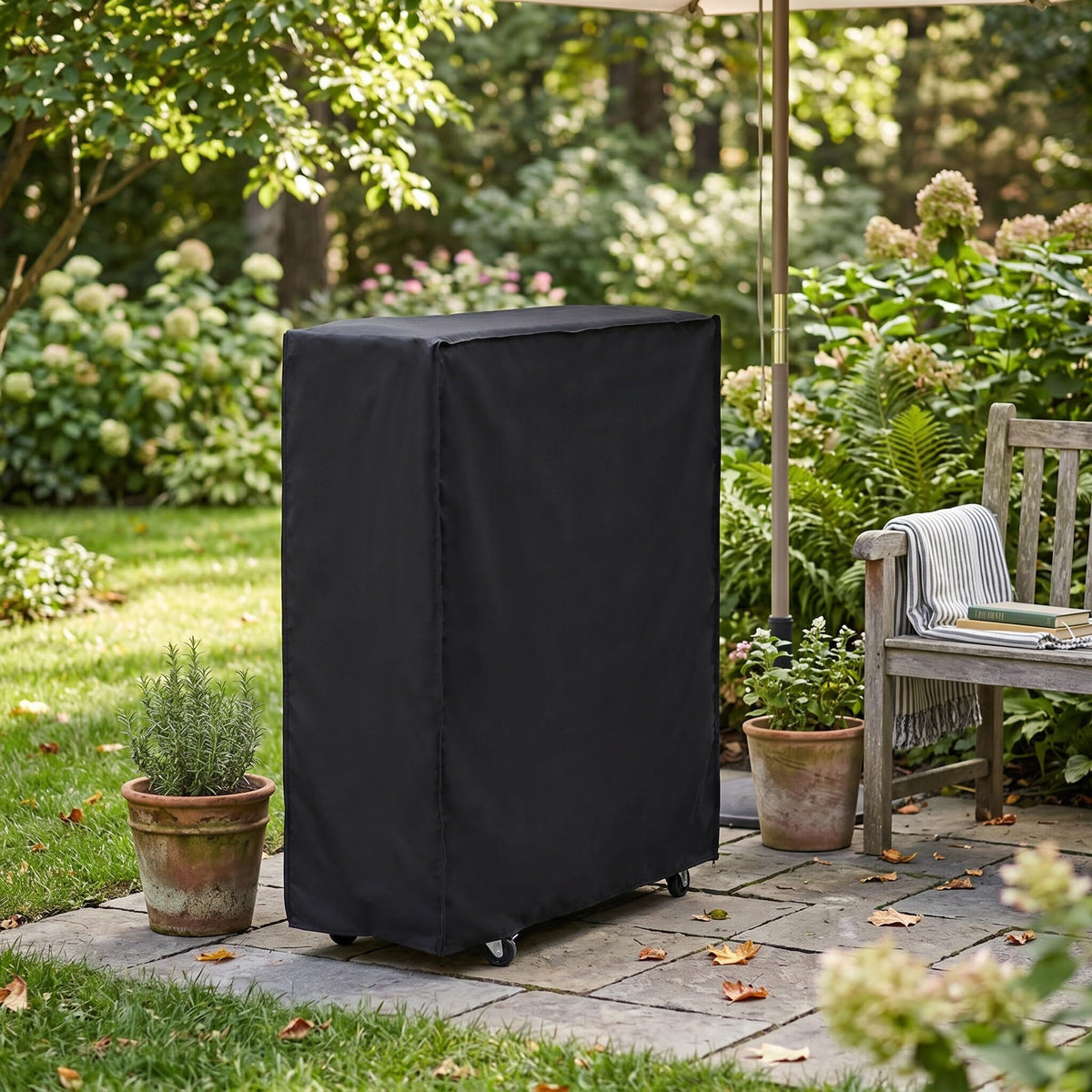 SEAFRONT Folding Bed Storage Cover Black Waterproof Dustproof Indoor Outdoor Portable Easy Storage 85 * 33 * 107cm