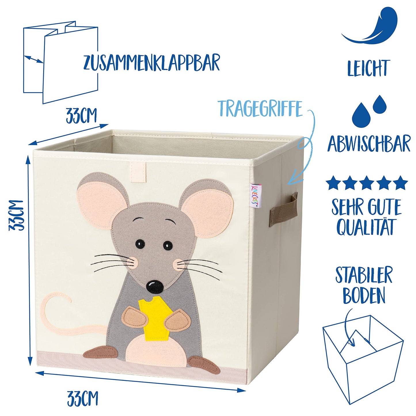 KNECKES Kallax Premium Storage Box for Children, 8 Designs (33 x 33 x 33 cm), Size Suitable as Kallax Boxes, Children's Room, Toy Box, Foldable