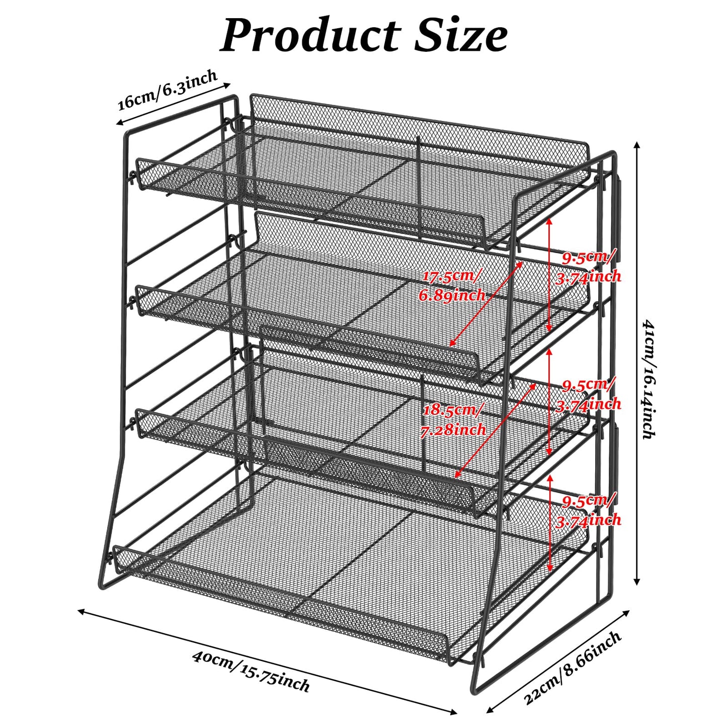 BUTORY 4 Tier Candy Display Rack Stackable Organiser for Snacks Compact Easy to Assemble Countertop Chip Rack Display Stand Chip Bag Holder Snack