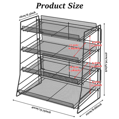 BUTORY 4 Tier Candy Display Rack Stackable Organiser for Snacks Compact Easy to Assemble Countertop Chip Rack Display Stand Chip Bag Holder Snack