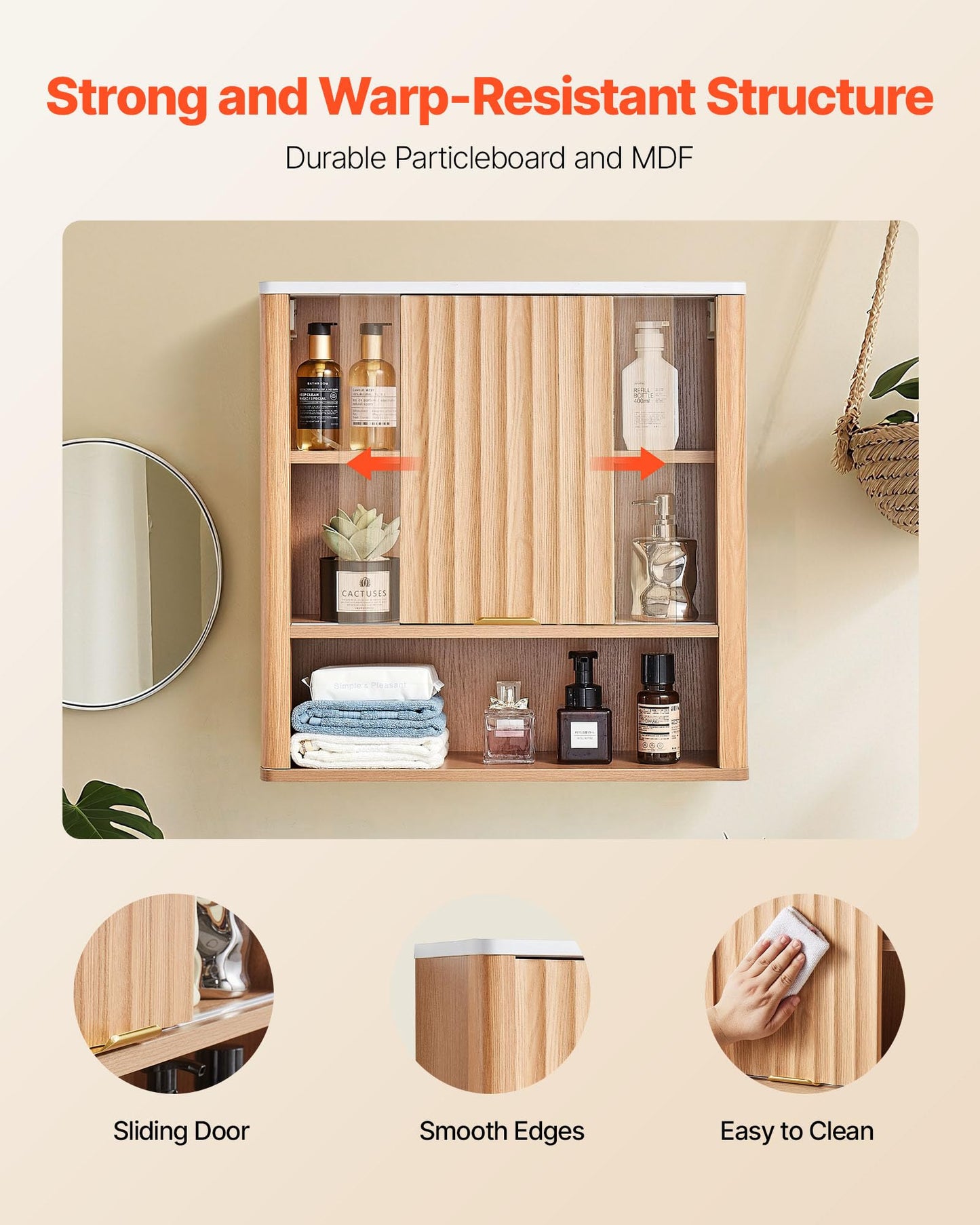 VEVOR Bathroom Wall Cabinet, with Door and Adjustable Shelf, Over the Toilet Storage Medicine Cabinet Wall Mounted
