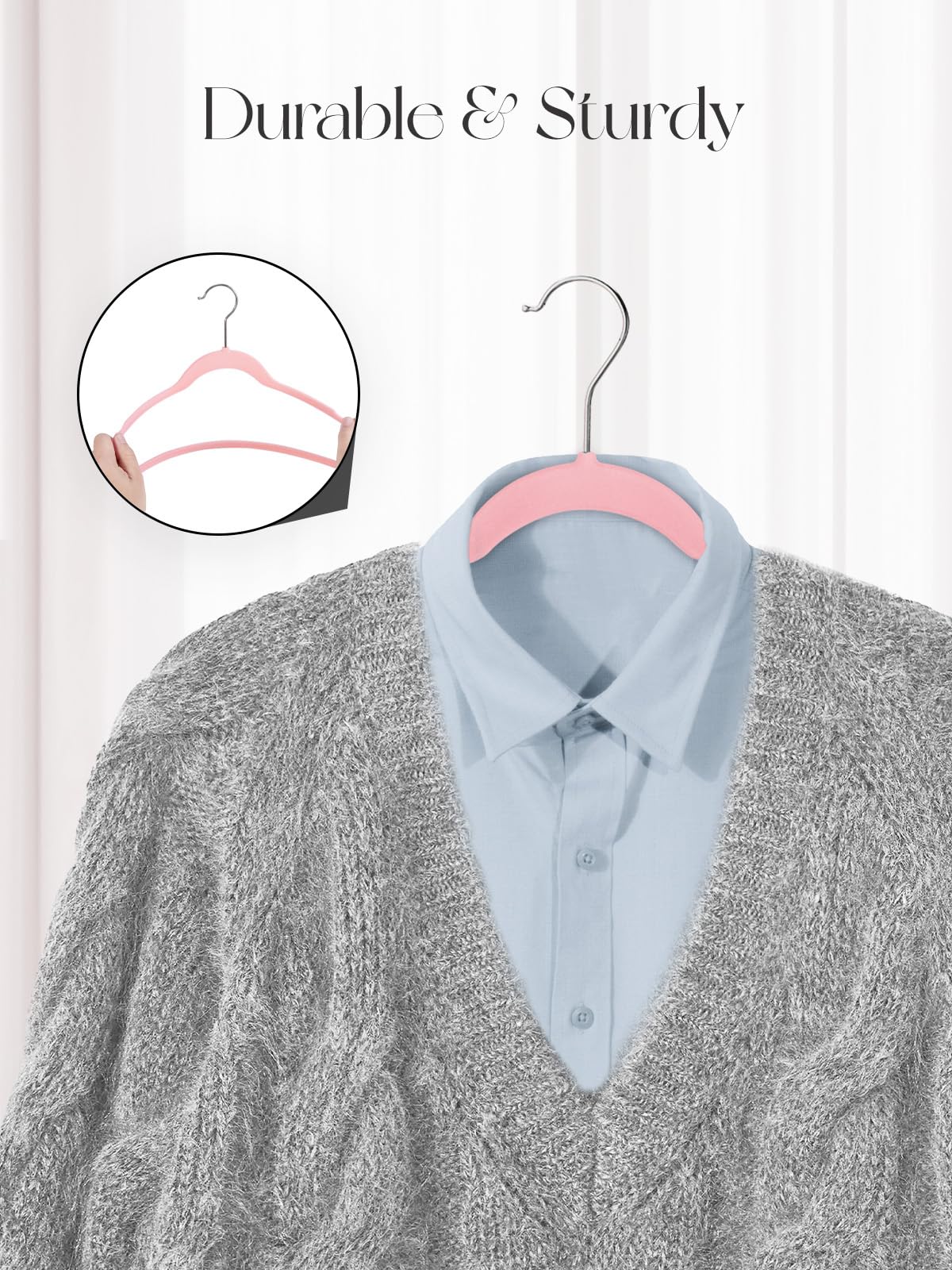 HOUSE DAY Velvet Hangers 20 Pack, Non-Slip Coat hangers, Pink