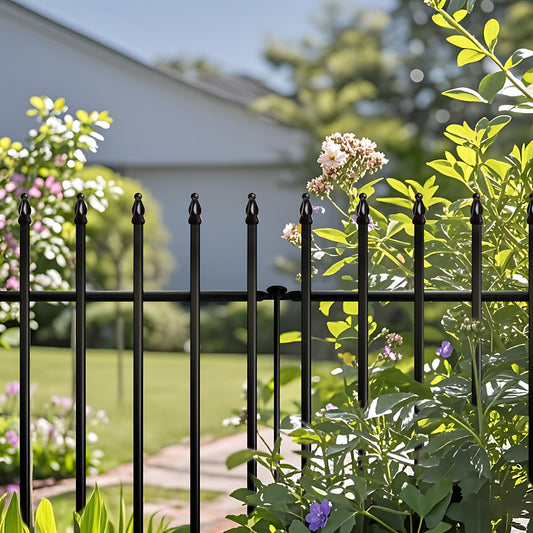 Thealyn Metal Garden Fence Decorative Fence 60cm High x 60cm Wide (5 Panels, Total Length 3m) No Dig Fence Border Fence Dog Fence Landscape Fencing