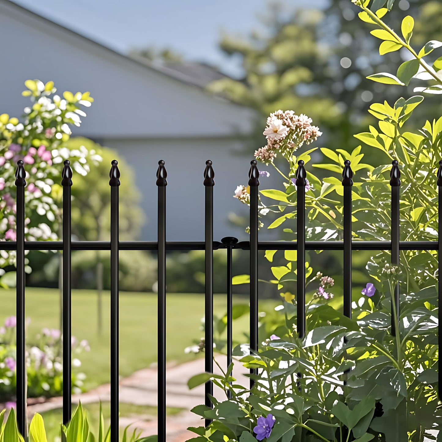 Thealyn Metal Garden Fence Decorative Fence 71cm High x 56cm Wide (5 Panels, Total Length 2.75m) No Dig Fence Border Fence Dog Fence Landscape Fencing