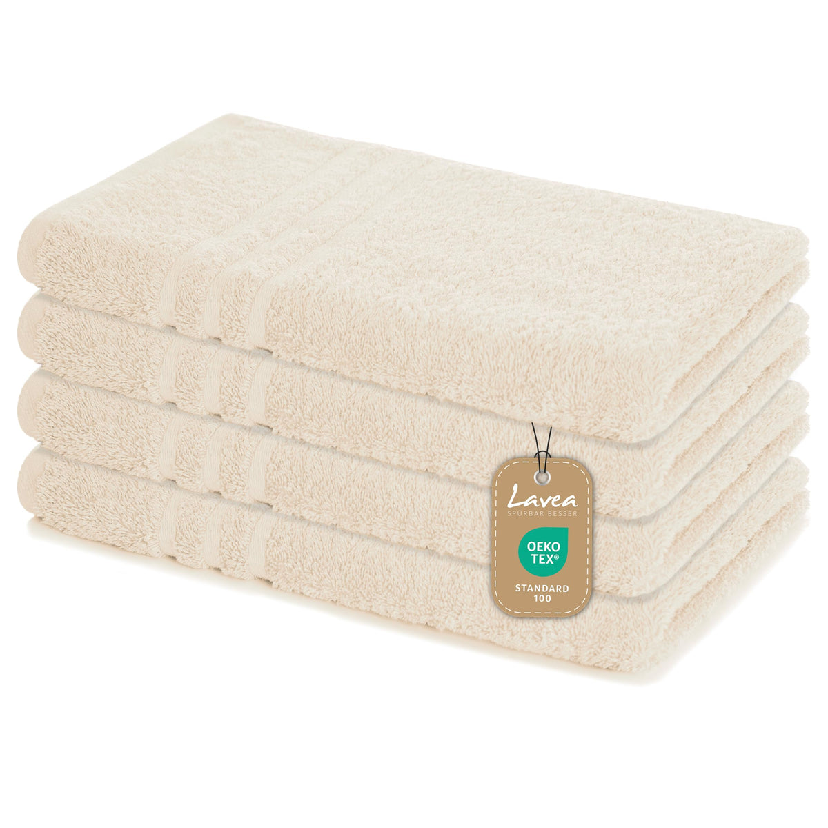 Lavea® Set of 4 hand towels, 50 x 100 cm, Elena Frottiererie, 100% cotton, absorbent and soft, hand towel set, washable, tumble dryer-safe