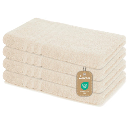 Lavea® Set of 4 hand towels, 50 x 100 cm, Elena Frottiererie, 100% cotton, absorbent and soft, hand towel set, washable, tumble dryer-safe