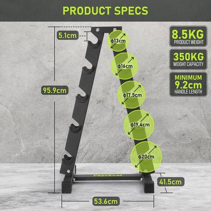 PhysKcal Dumbbell Rack Heavy Duty Steel 350kg Load Bearing, 5-Tier Weights Storage Dumbbell Stand, Dumbbell Tree Stand Weights Holder for Home Gym