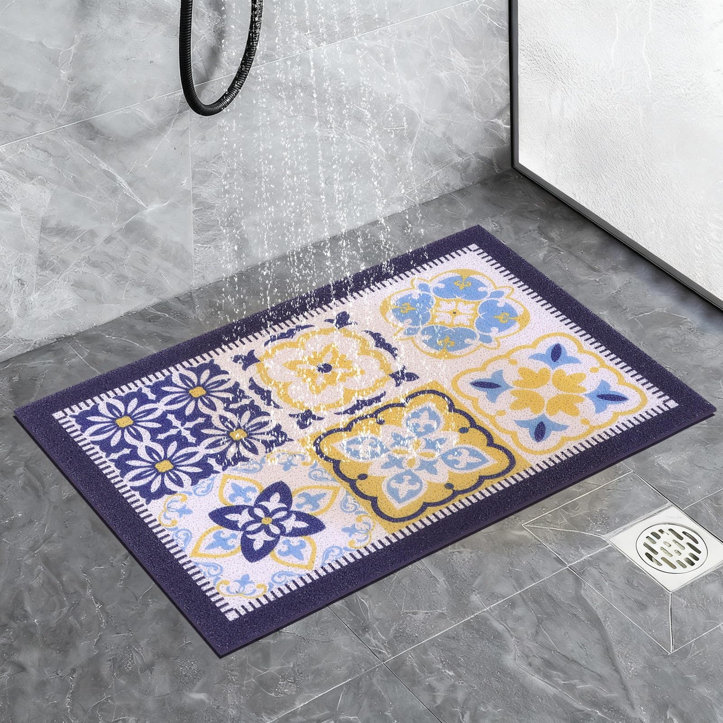 LY4U Loofah-like Shower Mat Non Slip, Washable Colorful PVC Bath Mats for Bathroom Floor, Anti Slip Bathroom Mat for Elderly, Quick Dry