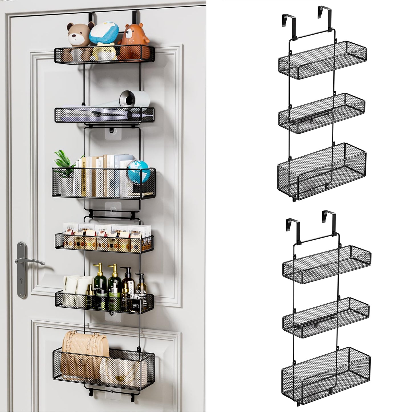 HapiRm Over The Door Organizer - 6 Tier Separable Hanging Storage Organiser with 4 Hooks