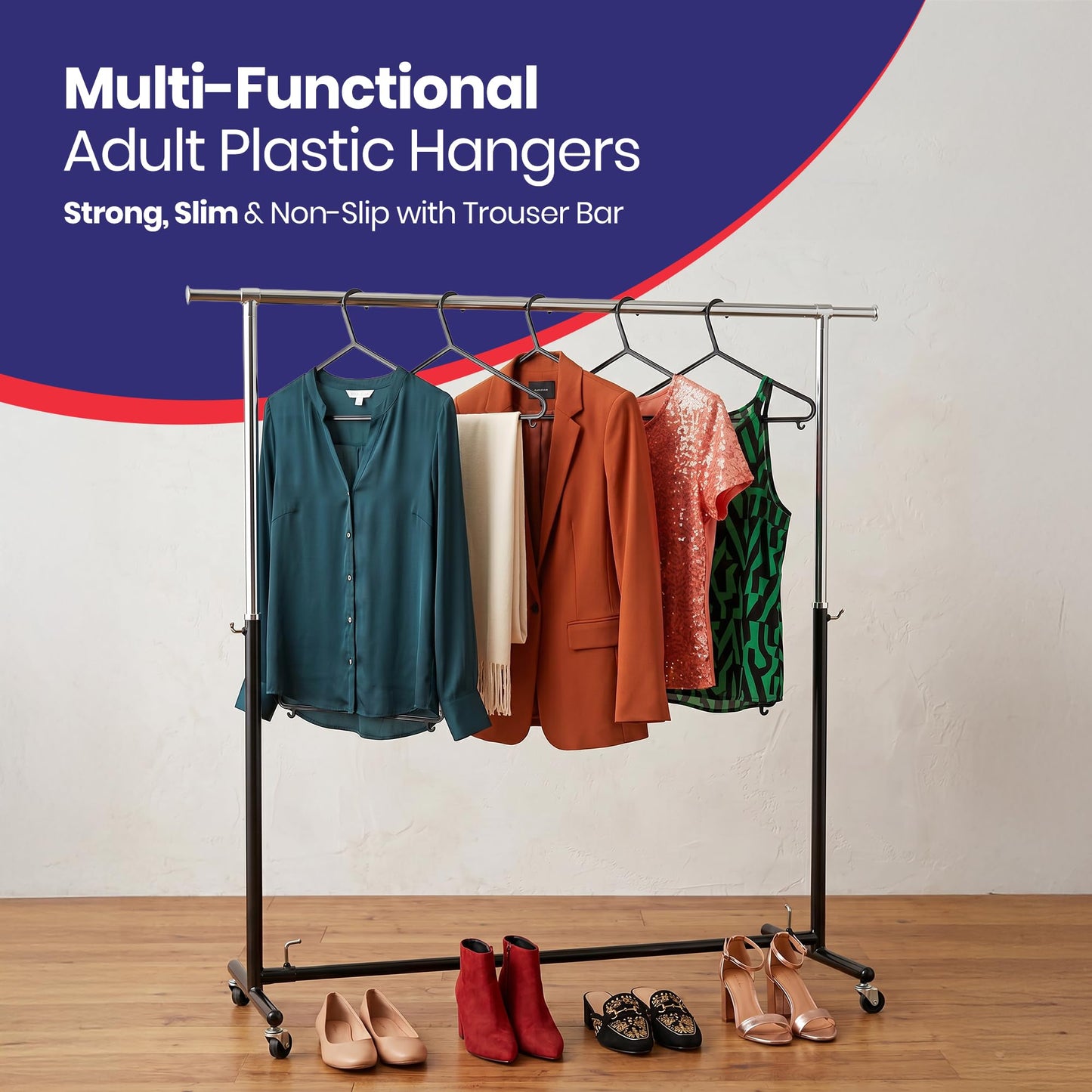 EVOKK Heavy Duty Velvet Suit Hangers - Non-Slip Premium Clothes Hangers with 360° Swivel Hook - Sturdy Velvet Coat Hangers for Jackets