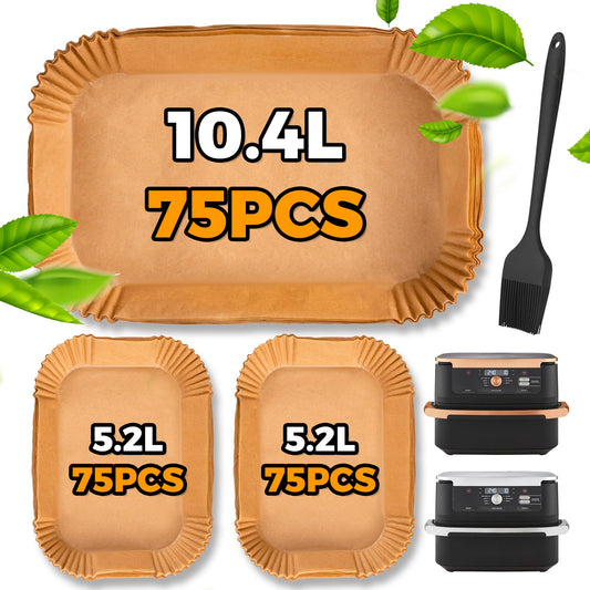Pietuley 225PCS Air Fryer Liners for Ninja Foodi Flexi Drawer 10.4L AF500UK/ Cosori Dual Blaze TwinFry 10L/ Duronic 10L, Ninja Megazone Air Fryer