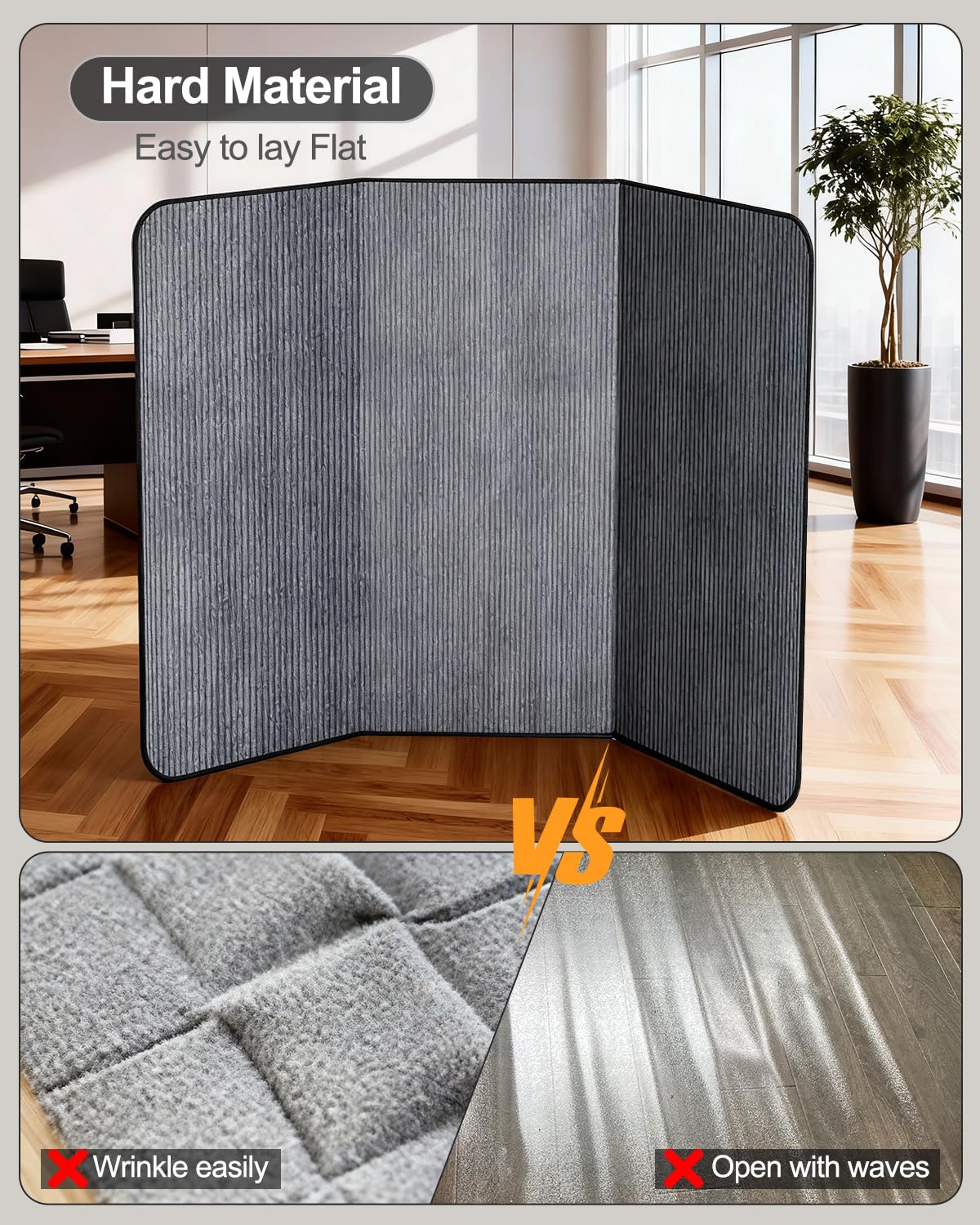 Blvornl Corduroy Office Chair Mat for Hardwood Floor and Low Pile Carpet, 90 x 120 cm Non-Slip Desk Rolling Chair Mat for Hard Floors