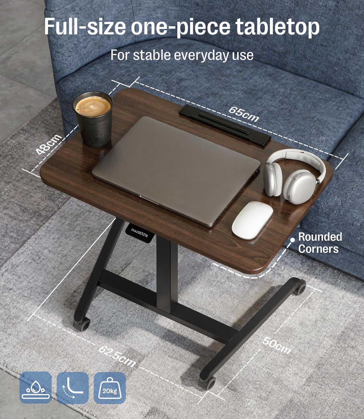 MAIDeSITe Fit Pro Over Bed Table with Wheels, Height Adjustable Desk