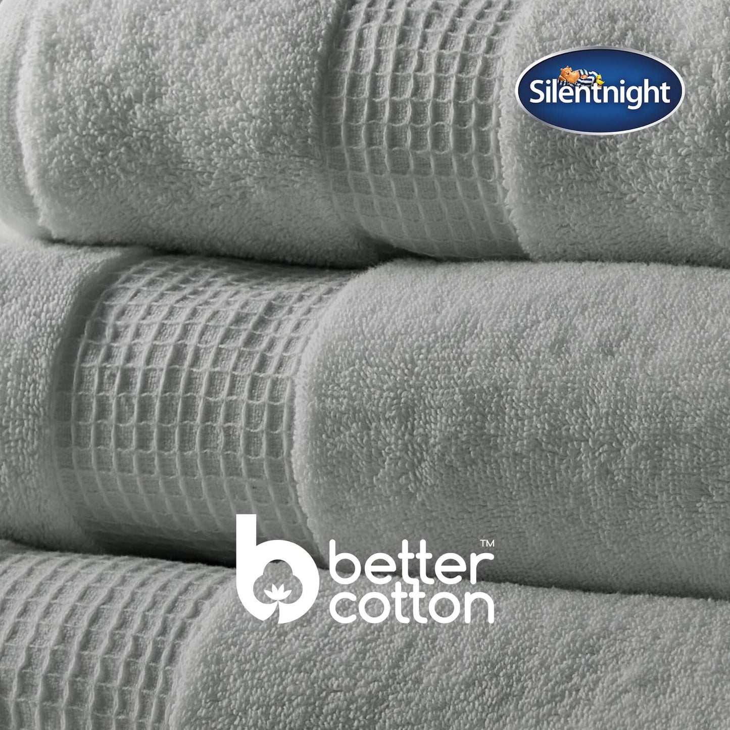 Silentnight Luxury Cotton Bath Towel - Luxuriously Soft & Super Absorbent Deep Pile Towel - 100% Cotton BCI - Textured Waffle Border Bath Towel