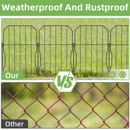 WELDUN Metal Garden Fence, Total 310CML 41CMH, 10 Pack Dog Fencing, Decorative Fences Garden Flower Bed and Animal Barrier, for Rabbit Dog Yard