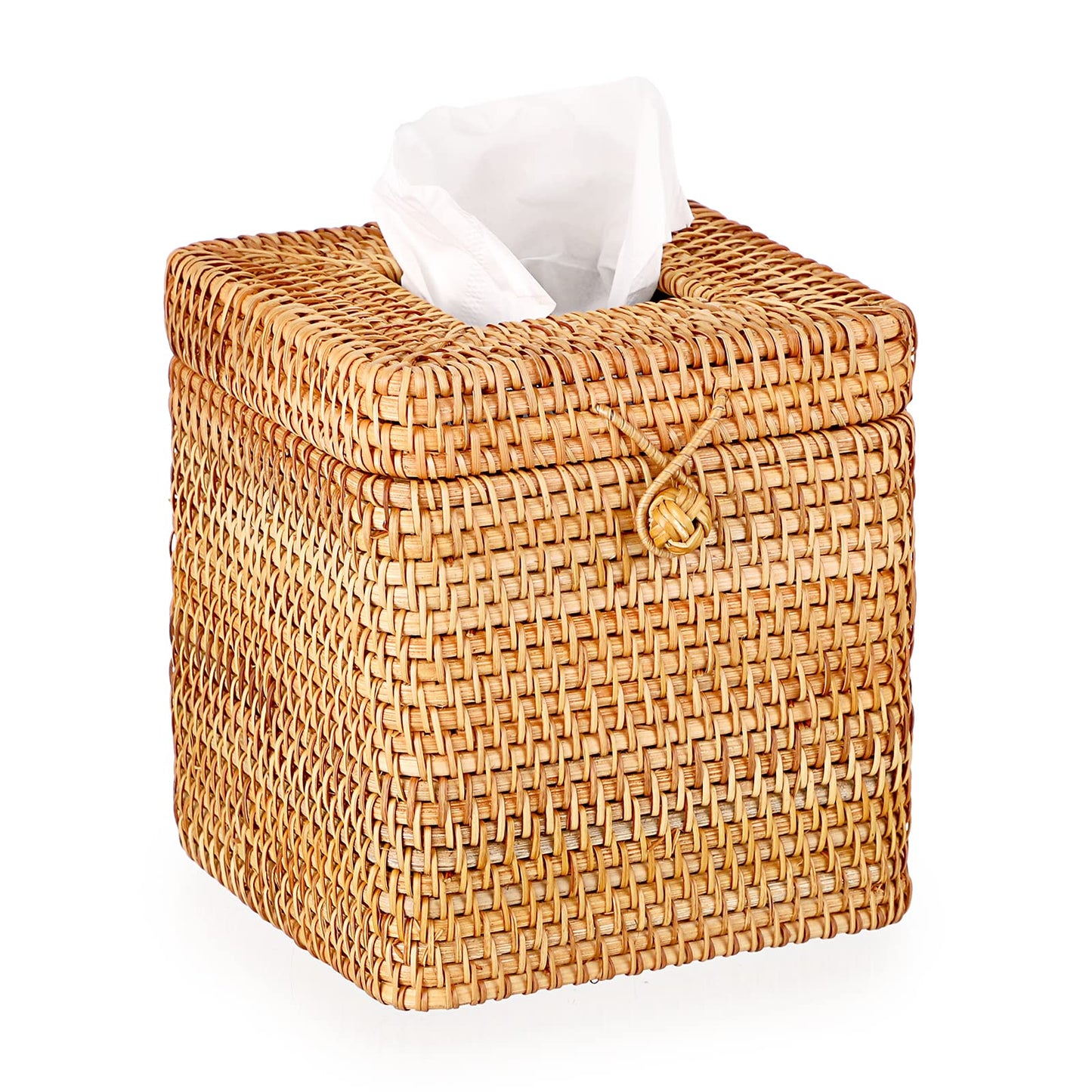 IGNPION Rattan Tissue Cover Holder Decoration Tissue Organizer Box Tissue Paper Holder Box Tissue Storage Case Dispenser Napkin Facial Organizer for