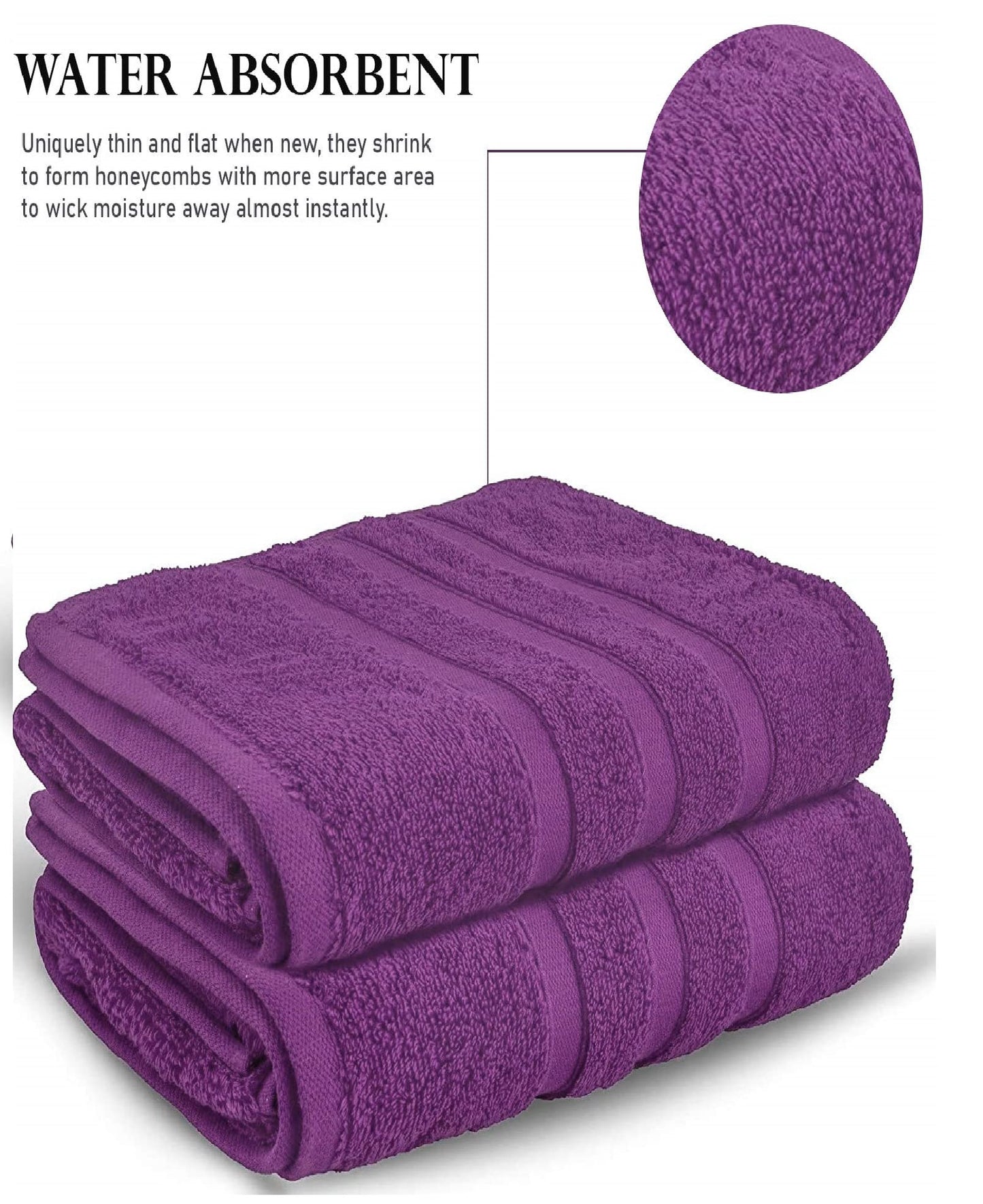 Uk Furniture 2 Pack Extra Large|95x200cm| Super Jumbo Bath Sheet Towels100% Egyptian Cotton 700GSM Super Soft Towel Set. (Purple)