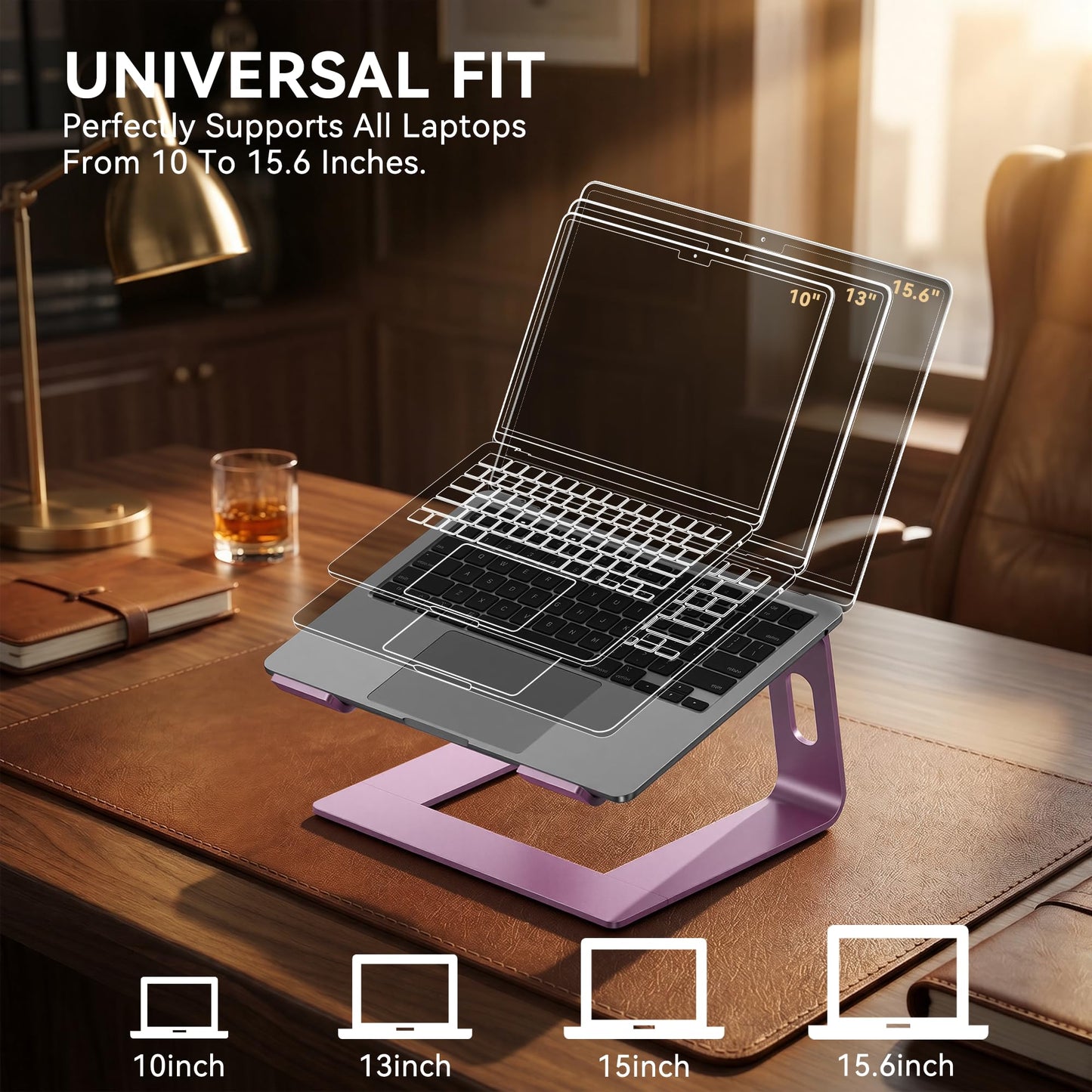 SOUNDANCE Laptop Stand, Aluminum Ergonomic Desk Riser, 10-15.6",Gold Pink