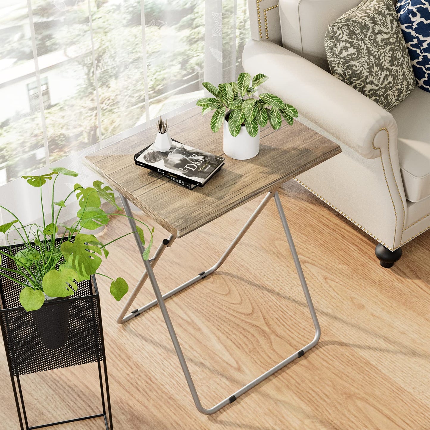 Small Folding Table, Folding Coffee Tables, Side Table 2 Set, TV Tray Table