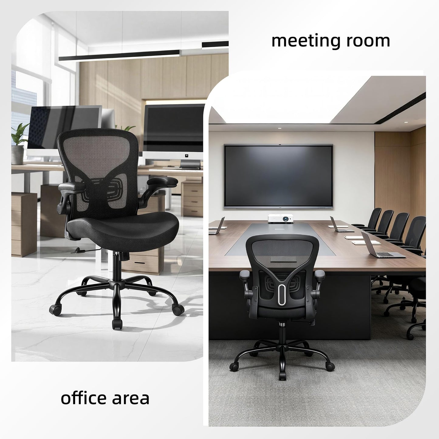 Ermnois Office Chair Ergonomic Desk Chair Home Mesh Lumbar Support Black