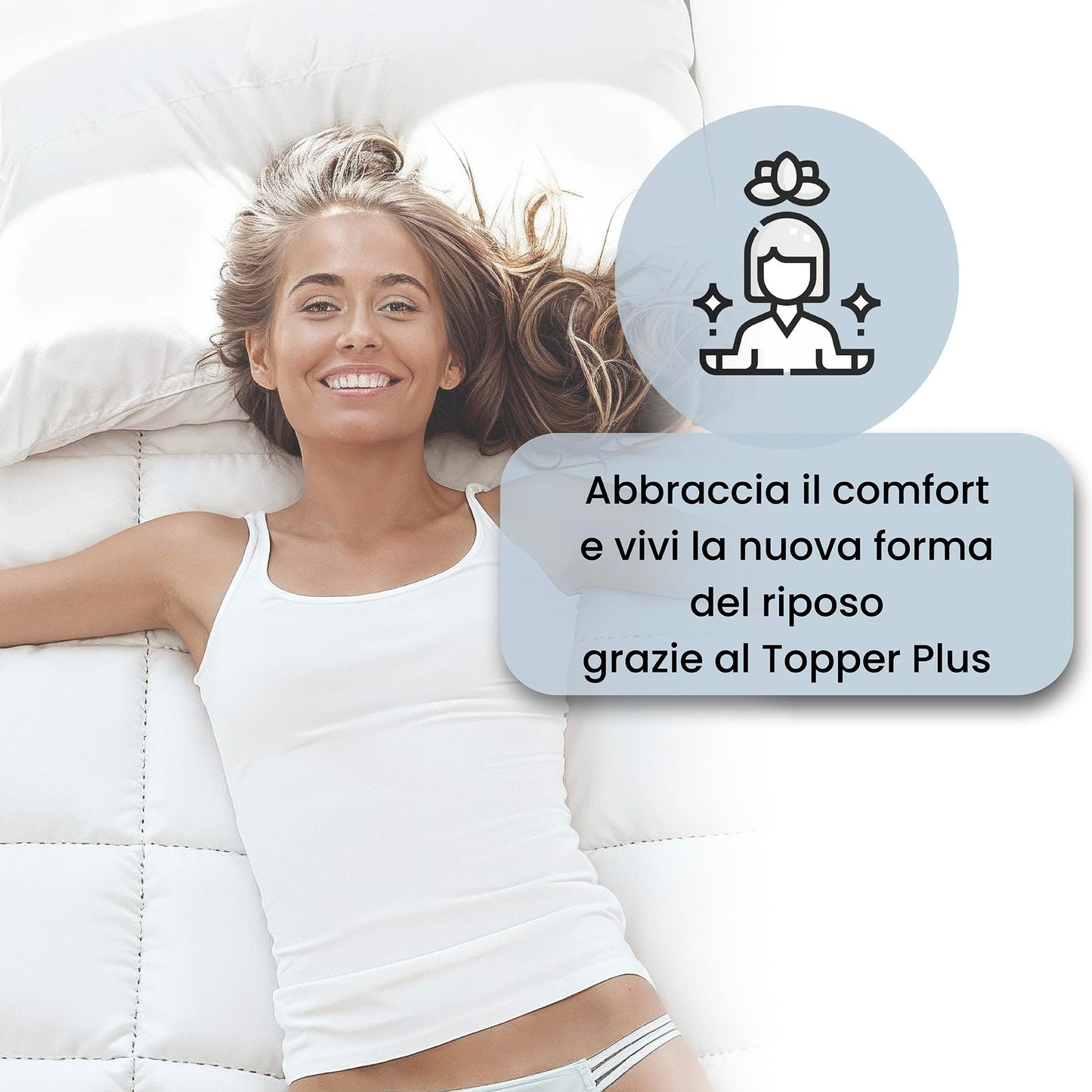 Topper PLUS quilted with 4 sturdy elastic bands, White, 80 x 195 cm