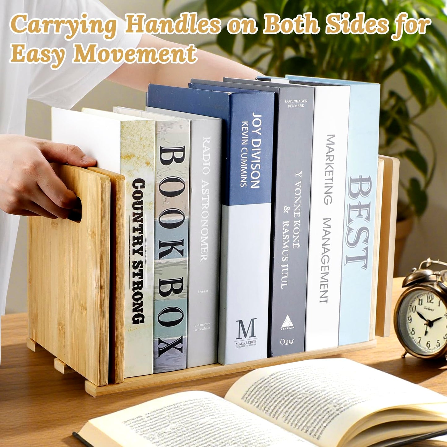 SHILIPAIJC Expandable Desktop Bookshelf, Small Countertop Bookcase
