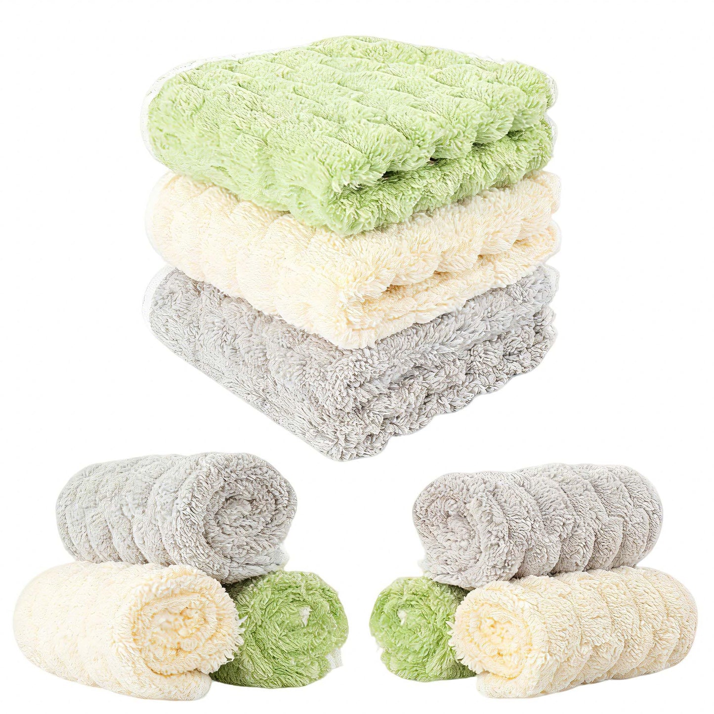 PHOGARY Flannel Face Cloth Pack 6, Reusable Microfibre Face Cloth, Makeup Remover Cloth Cleansing Cloths for Face