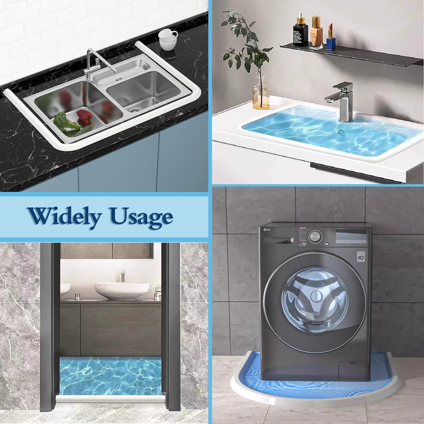 1 Meter Self-Adhesive Silicone Wet Room Floor Barrier,Shower Water Blocker for Kitchen Bathroom, Wet Room Floor Barrier