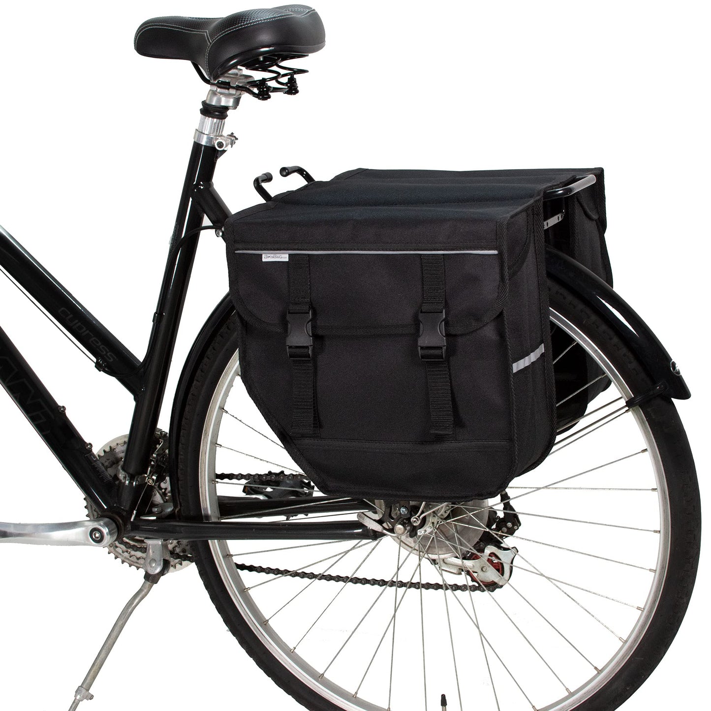 BikyBag Model M - Bicycle Double Panniers - Bike Bicycle Cycle Bag for Rear Rack (Black)