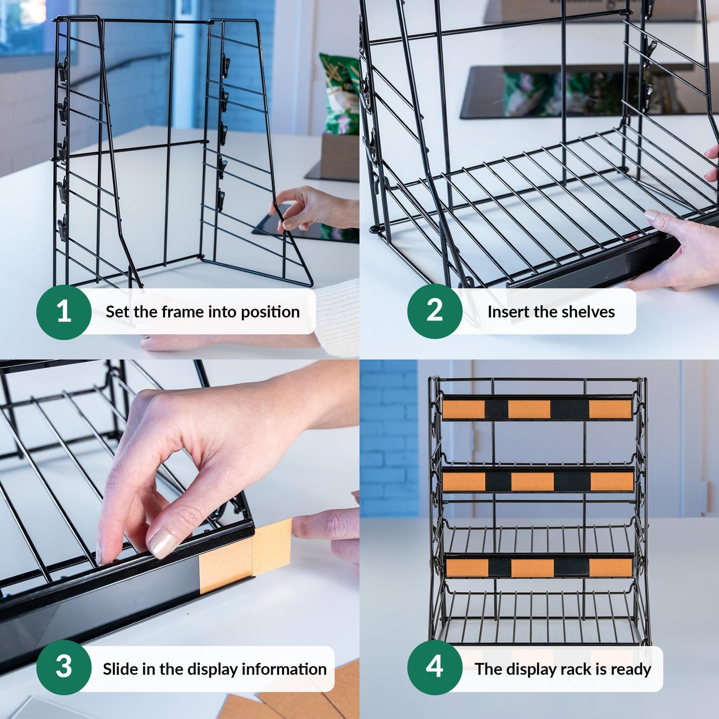 ODOXIA Candy Display Rack 4 Tier | Candy Organiser | Snack Organiser For Countertop | Snack Display For Counter | Stand For Stores And More