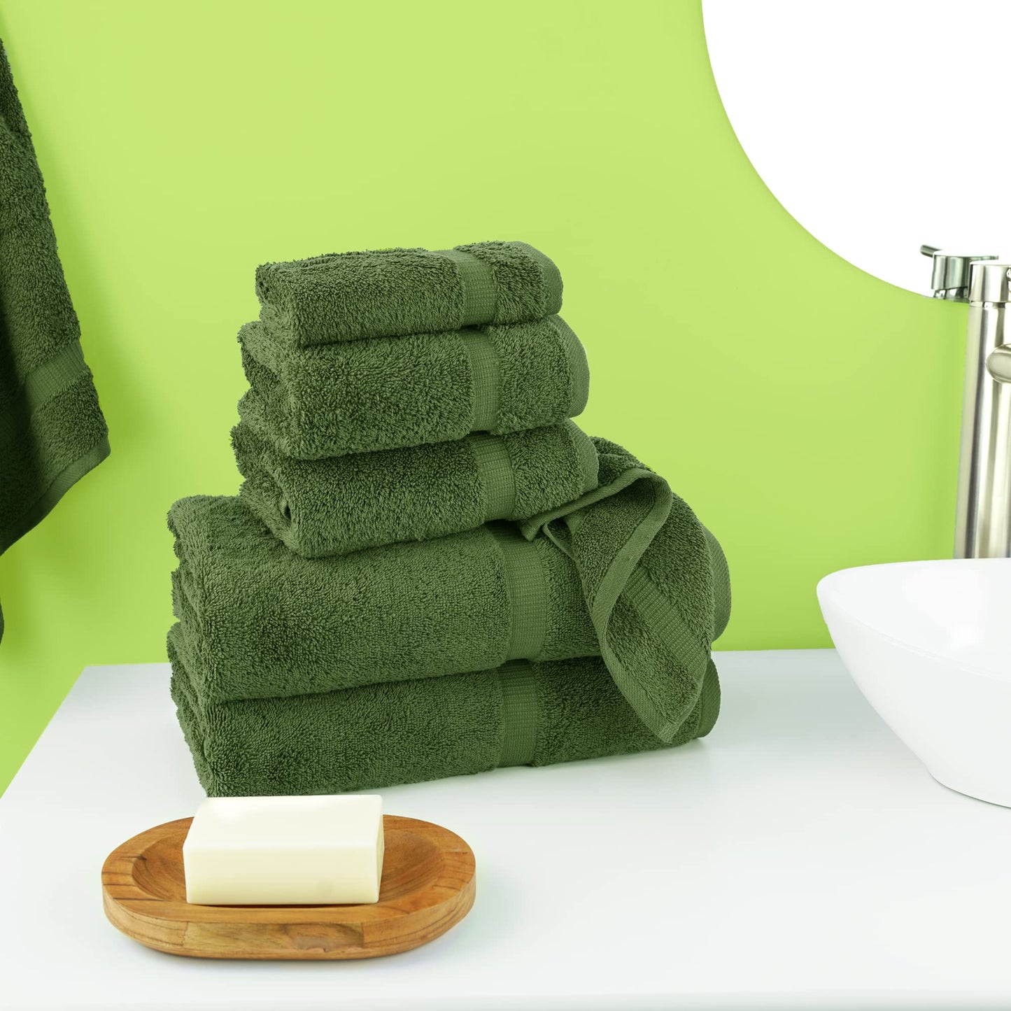 Chakir Turkish Linens Luxury Spa and Hotel Quality Premium Turkish Cotton 6-Piece Towel Set (2 x Bath Towels, 2 x Hand Towels, 2 x Washcloths)