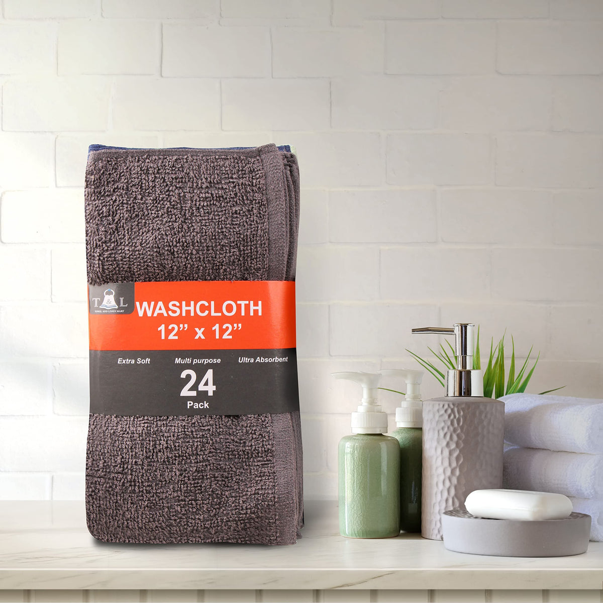 Towel and Linen Mart 100% Cotton - Wash Cloth Set - Pack of 24, Flannel Face Cloths, Highly Absorbent and Soft Feel Fingertip Towels Multi