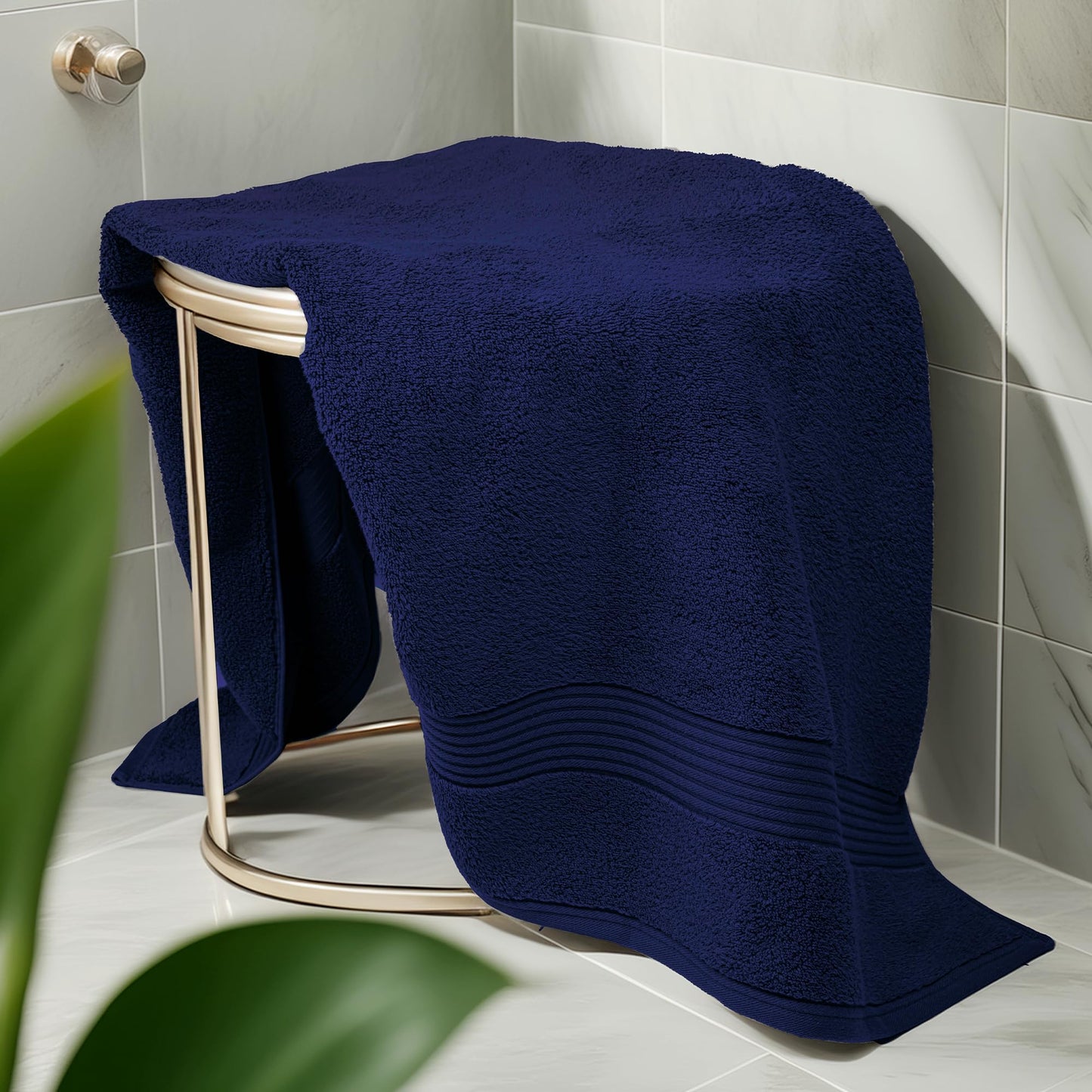 Luxury Set of 2 Jumbo Bath Sheets 100x150cm - Zero Twist 580 GSM (Navy)