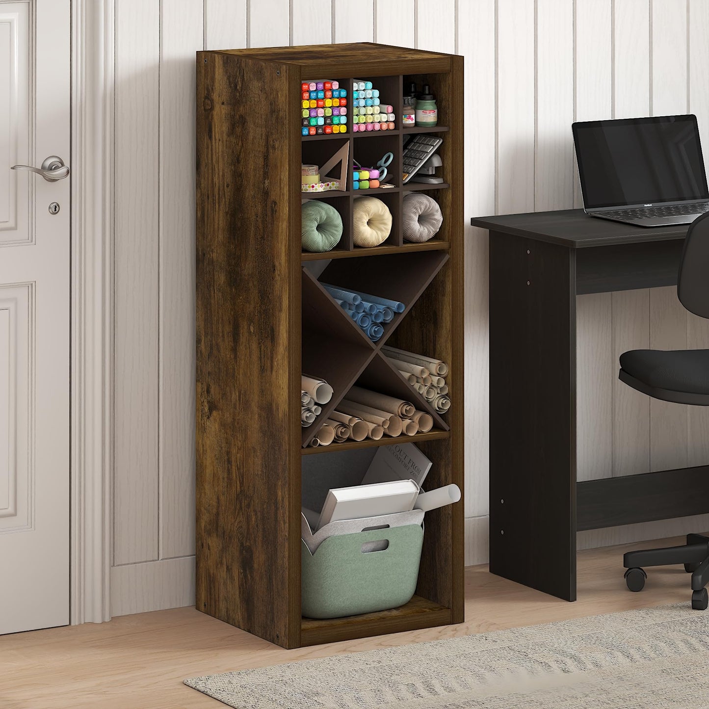 Furinno CUBICLE Book Shelf, 3-Cube Thick Frame Bookshelf, Horizontally & Vertically Reversible Bookcase with Open Back, 14.6 x 15.9 x 44