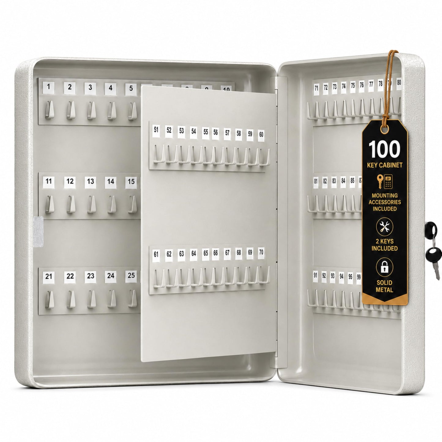 Landlord Direct Supplies LDS® Large Key Cabinet Wall Mounted (100 Keys) Key Box Includes 100 Indexing Numbers & Mounting Harware
