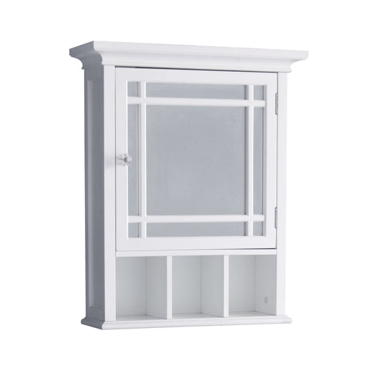 Teamson Home Bathroom Neal Wooden Medicine Cabinet Mirrored Door White 7442