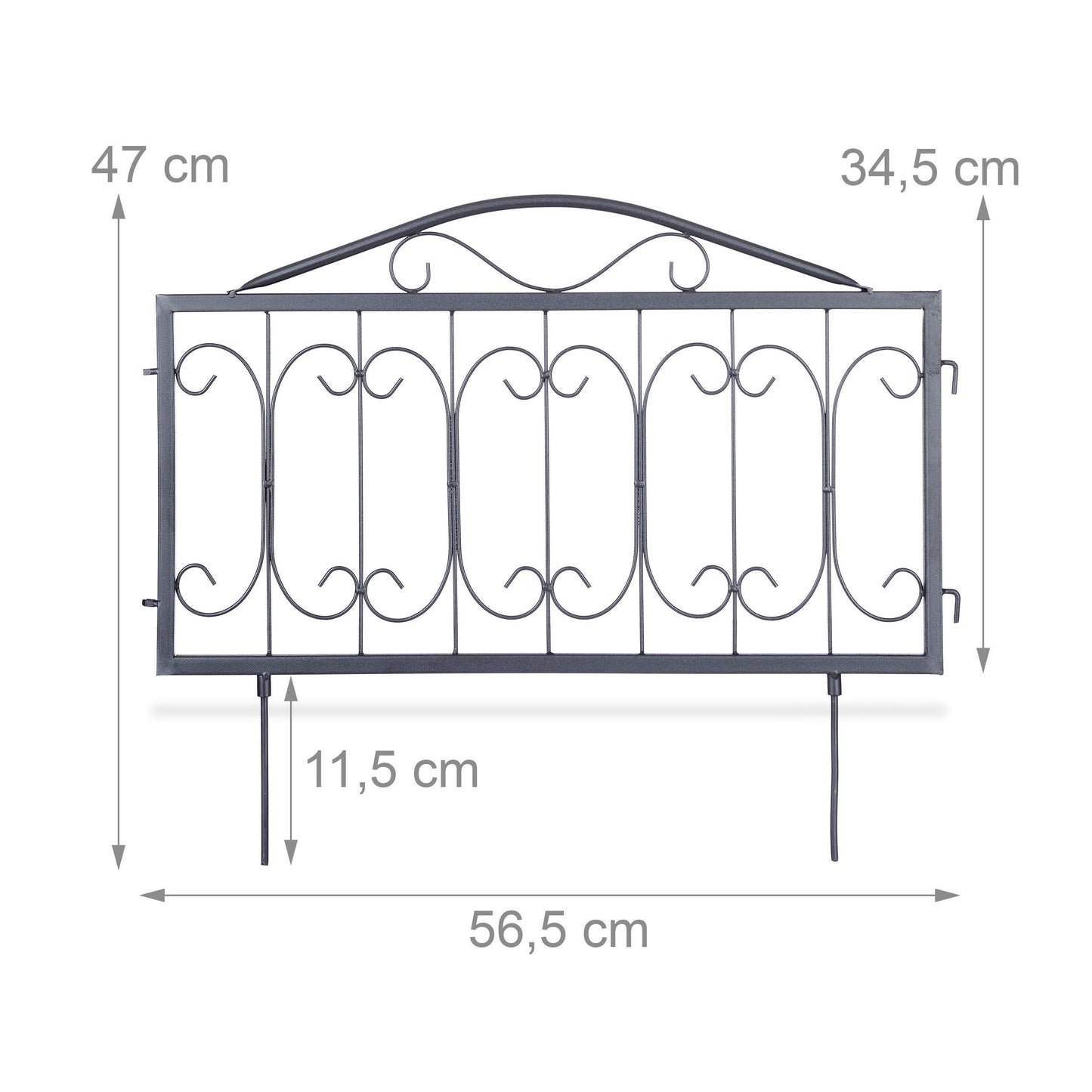 Relaxdays Goth Set of 4 Metal Garden Panels, Nostalgic Style, Yard Fence for Inserting, 33 x 56.5 cm, Blacks, 1.5x225x47 cm