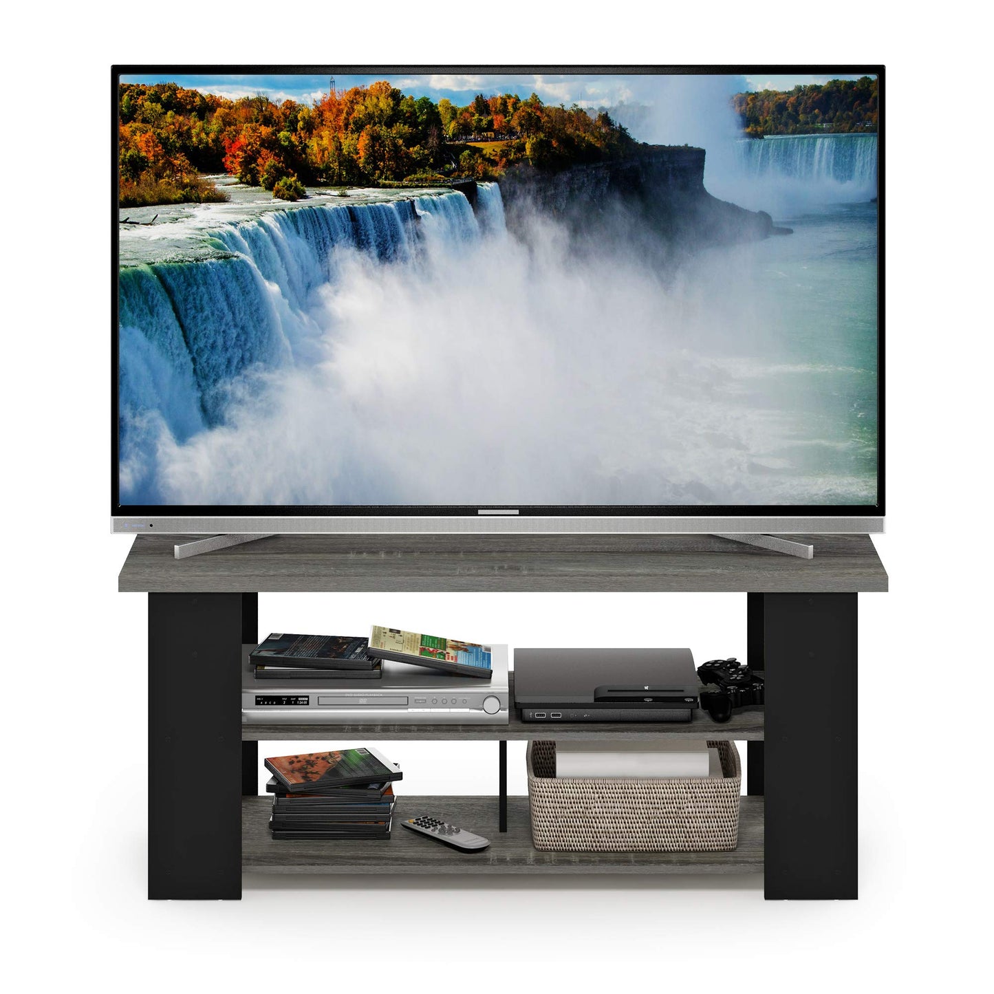 Furinno JAYA TV Stand, Entertainment Center, TV Console for TV up To 55 Inch, for Living Room, Bedroom, French Oak