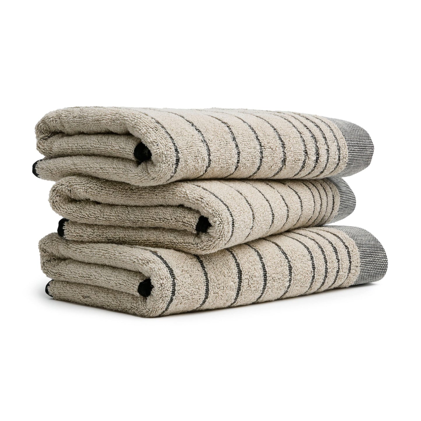 Möve Eden bath towel 80 x 150 cm, 80% cotton / 20% linen, nature/black