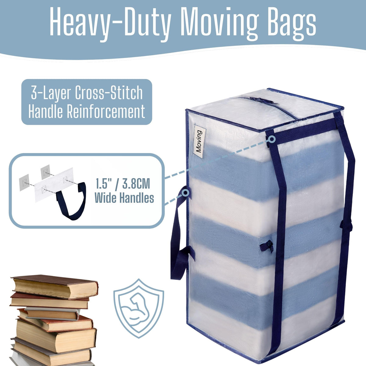 VENO 4 Pack Heavy-Duty Moving Bags Extra Large W/Backpack Straps, Moving House Essentials, Strong Handles & Zips, Clothes Storage, Packing
