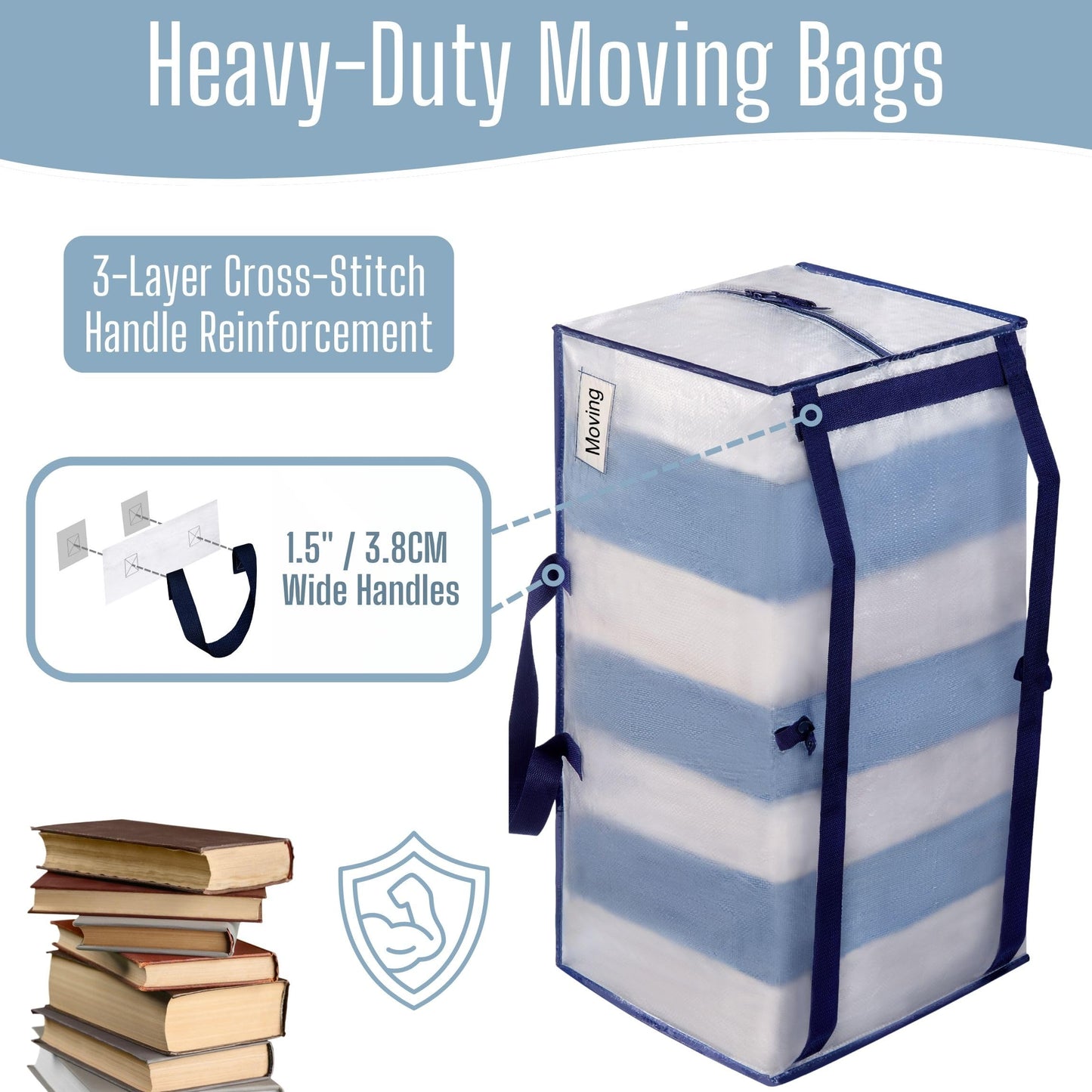 VENO 6 Pack Heavy-Duty Extra Large Moving Bags W/Backpack Straps, Moving House Essentials, Strong Handles & Zips, Clothes Storage, Packing