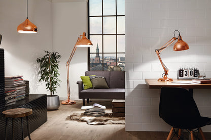 Eglo Borgillio Table lamp, 1-Flame Vintage Desk lamp in Industrial Design, Bedside lamp Made of Steel, Colour: Copper, Socket: E27, incl. Switch