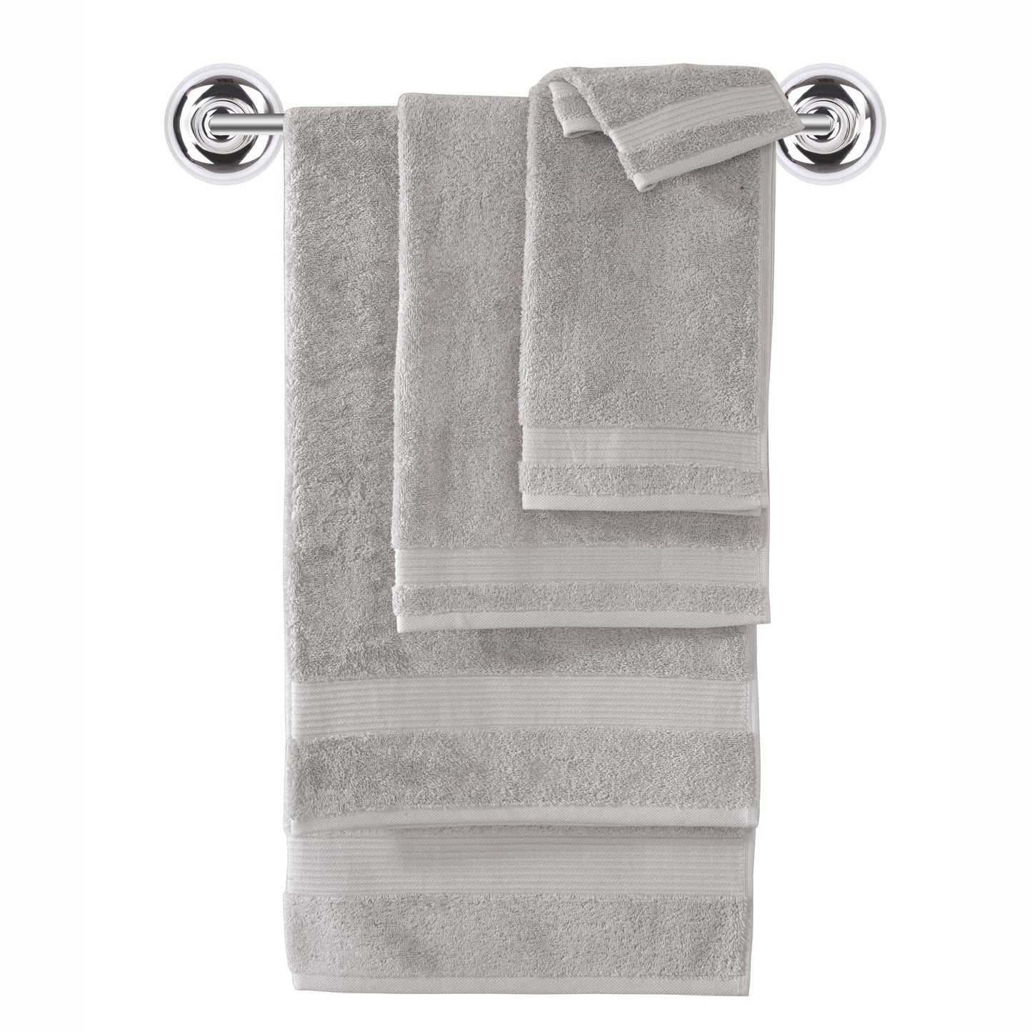 BERIBO Turkish Towel Set 100% Cotton (Serenity) 6 Pieces, 620gsm (Stone)