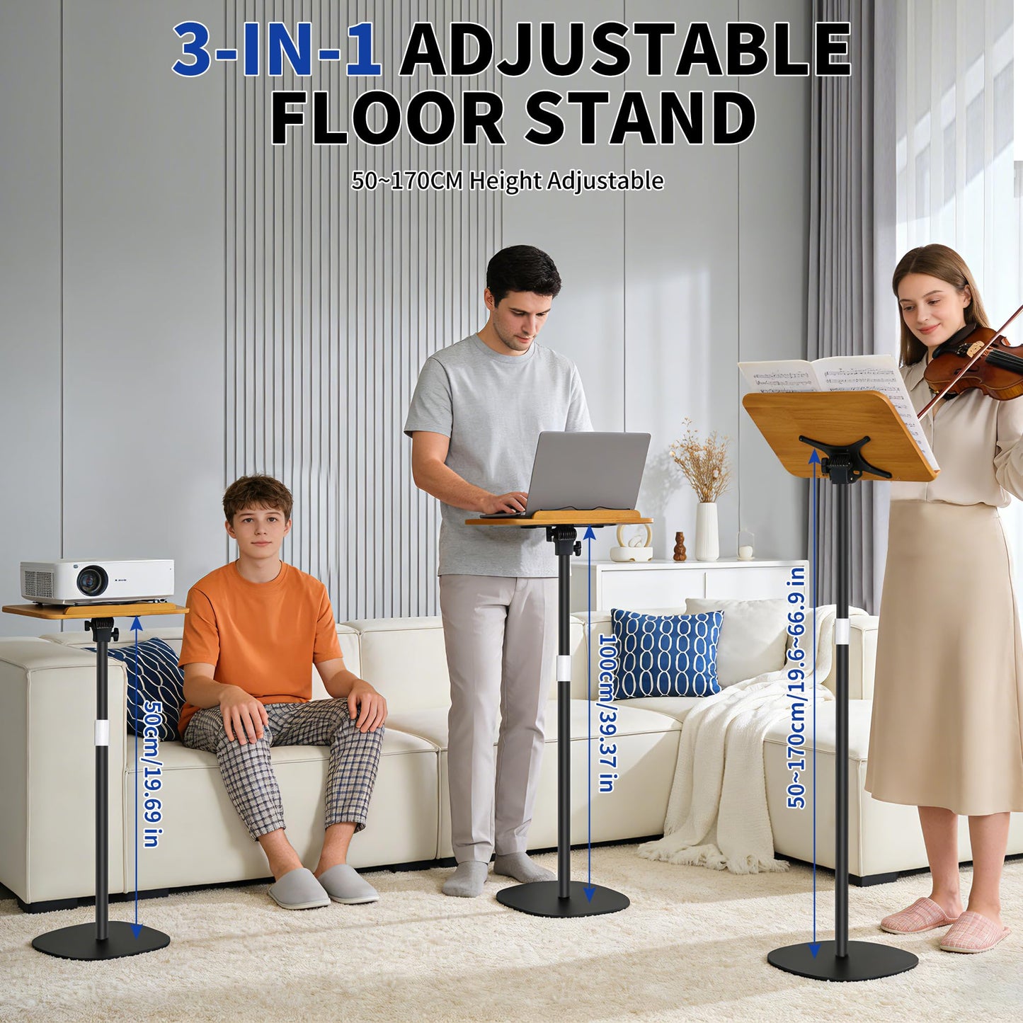 OUUTMEE Height Adjustable 50 to170CM Standing Reading Stand with Foldable